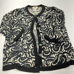 EUC Talbots Merino Wool lightweight Paisley Cardigan Size X Petite